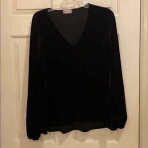 Long sleeve black velvet top